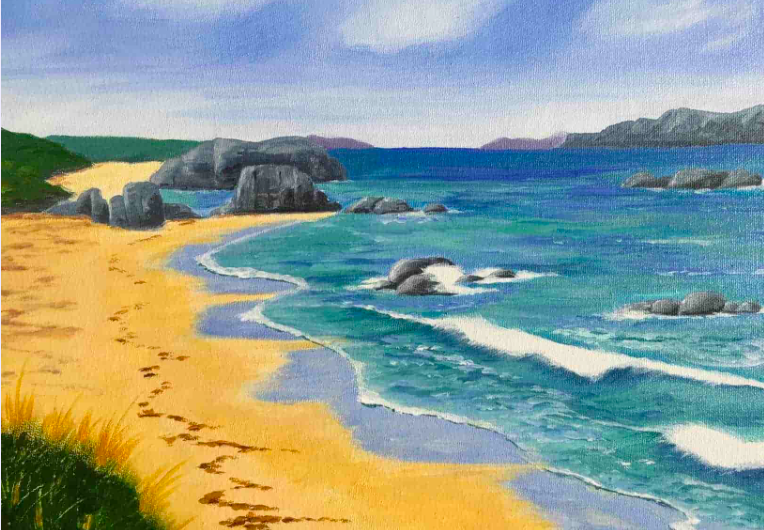 Iona beach in acrylic