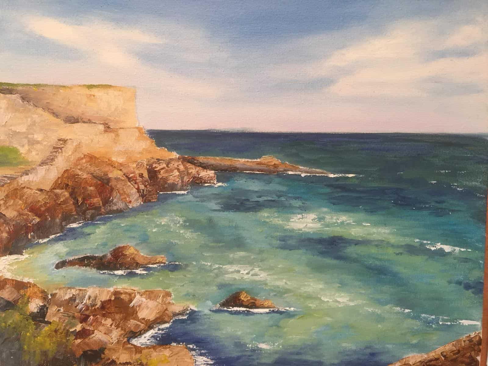 Sea and cliffs in oil