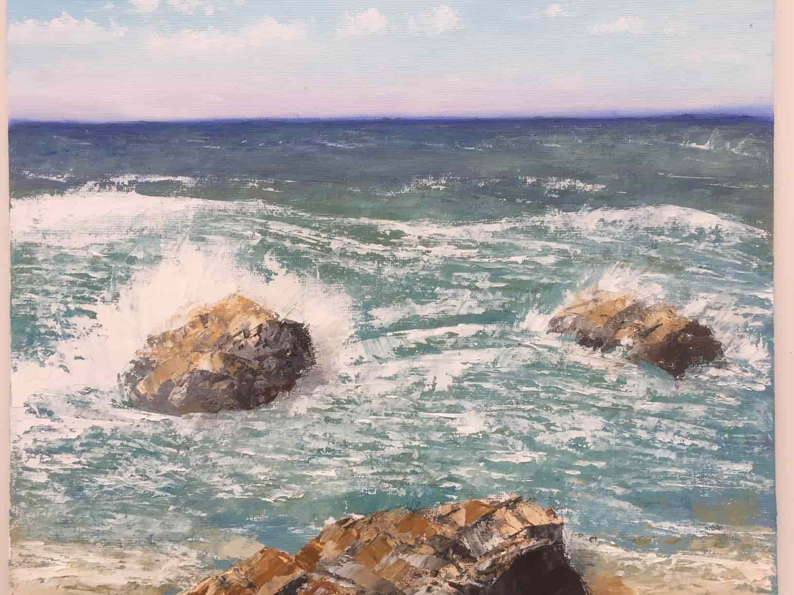 Rocky surf in oil