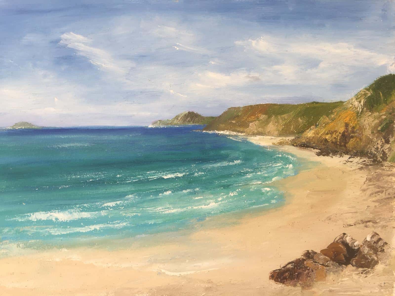 Sandy cove in oil