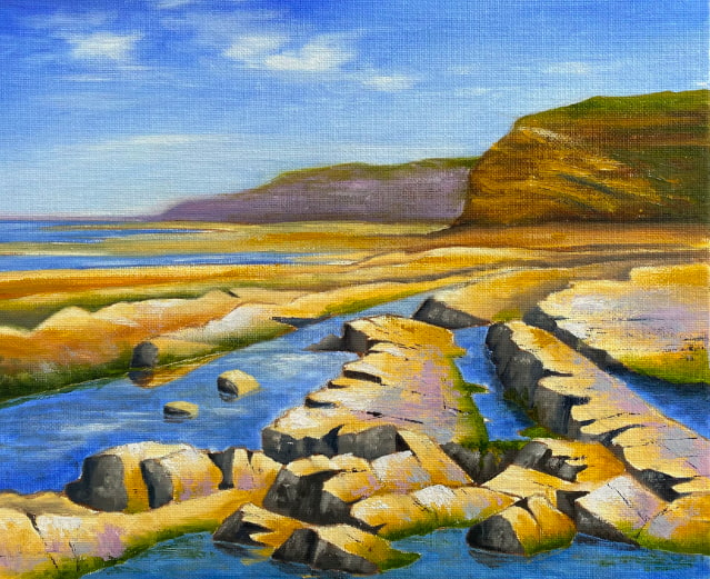 Kilve beach in oil