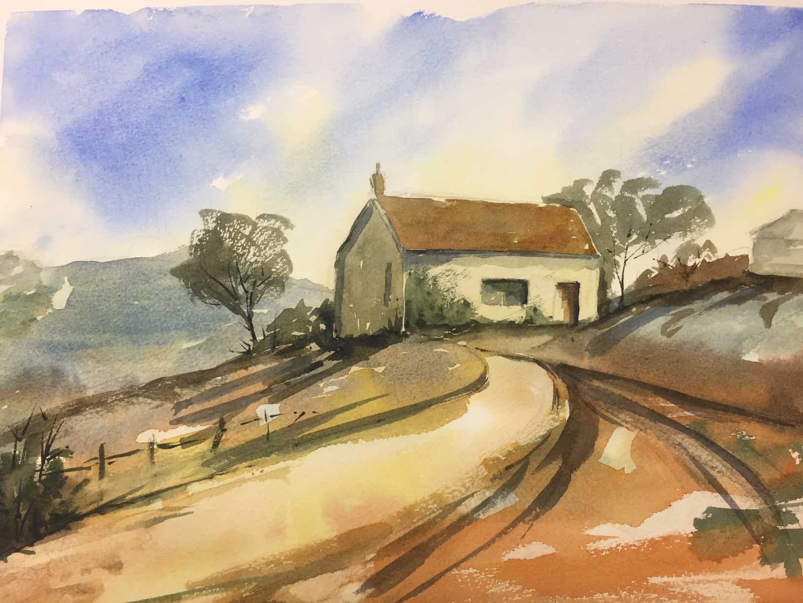 Farmhouse in watercolour